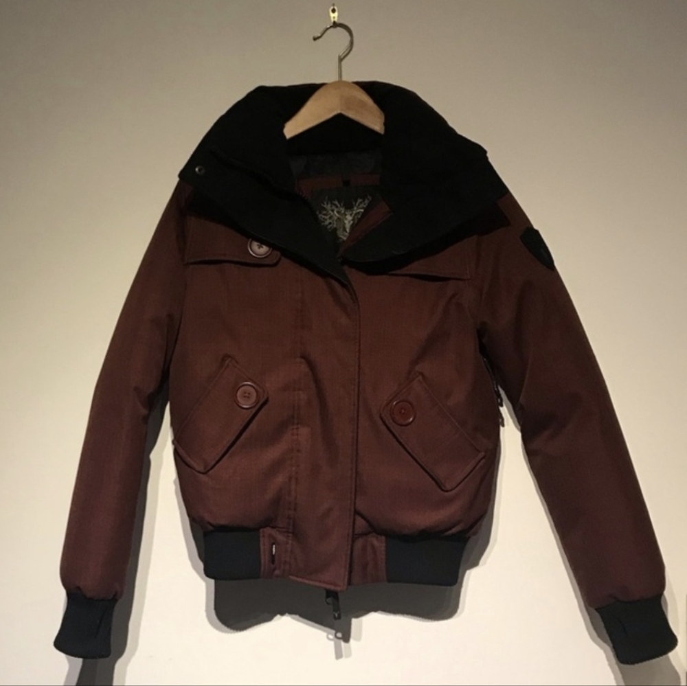 Stylish Nobis Burgundy Bomber Jacket Like New